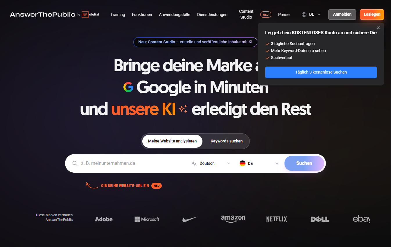 Historische Vorschau von AnswerThePublic
