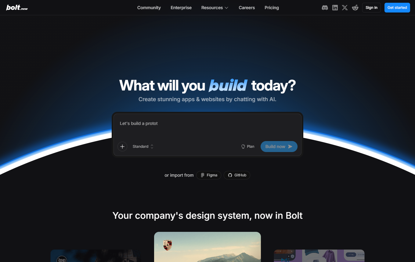 Screenshot von Bolt.new