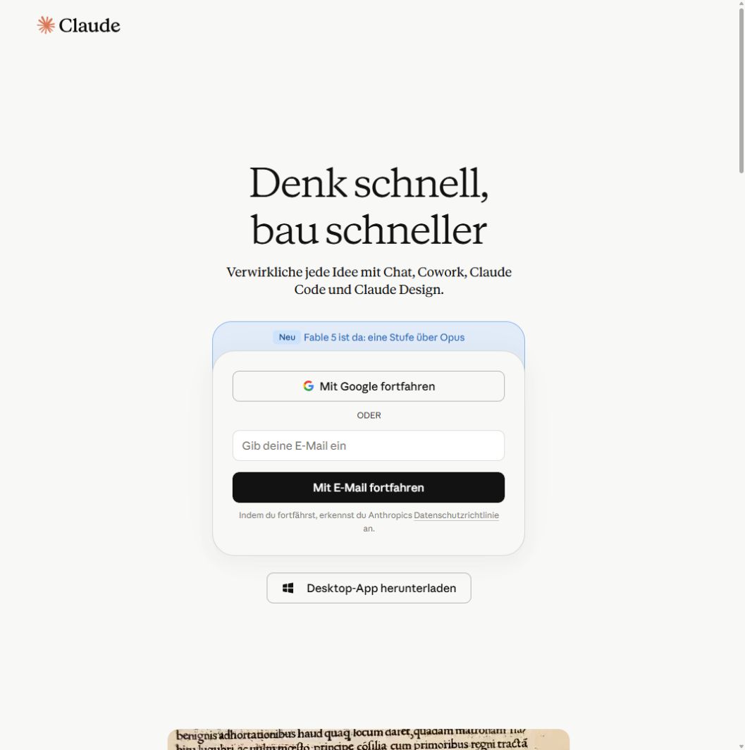 Screenshot von Claude