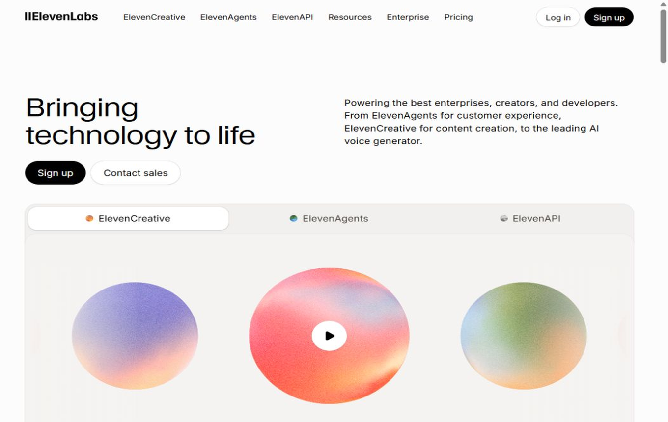 Screenshot von ElevenLabs