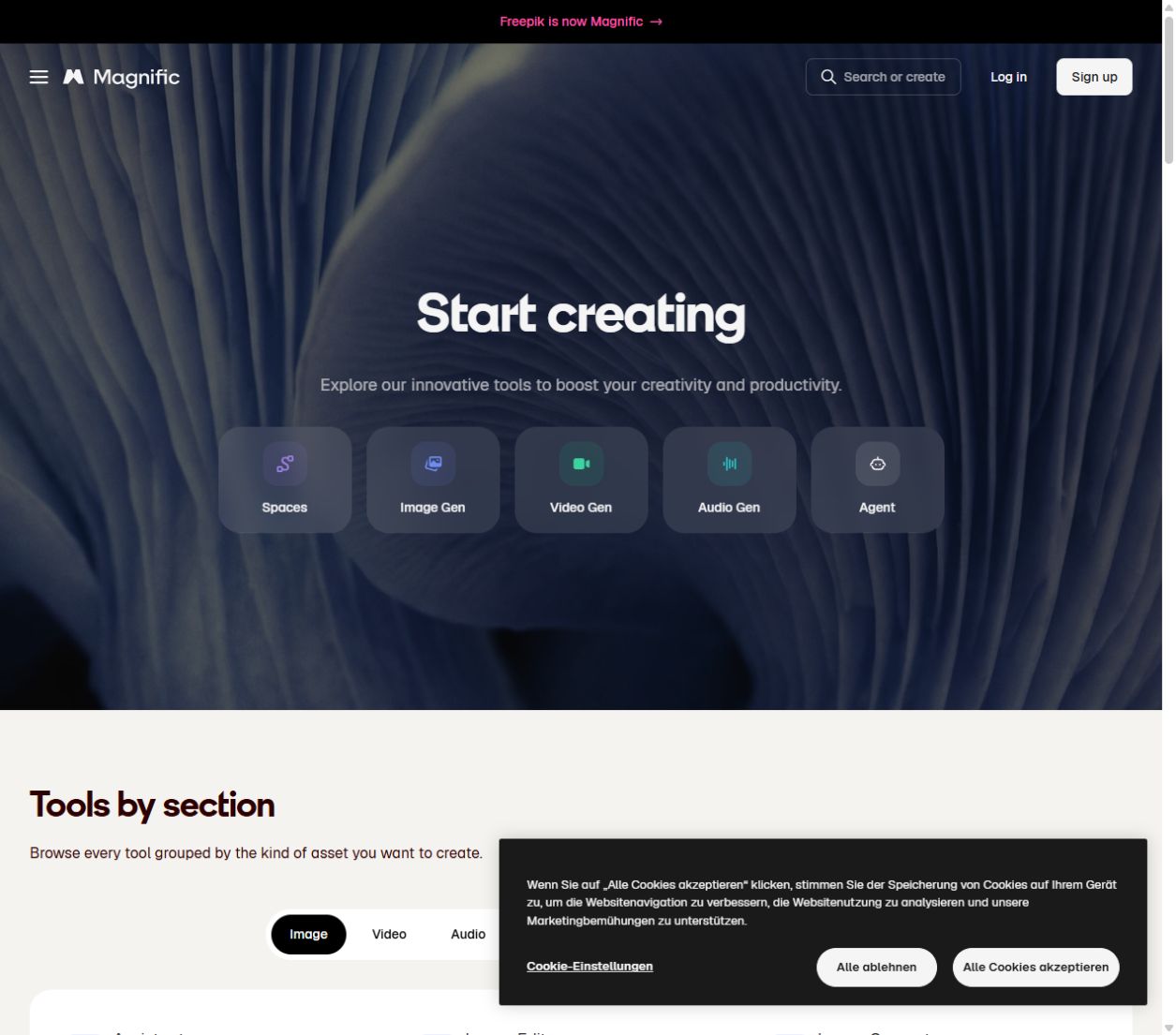 Screenshot von Freepik AI