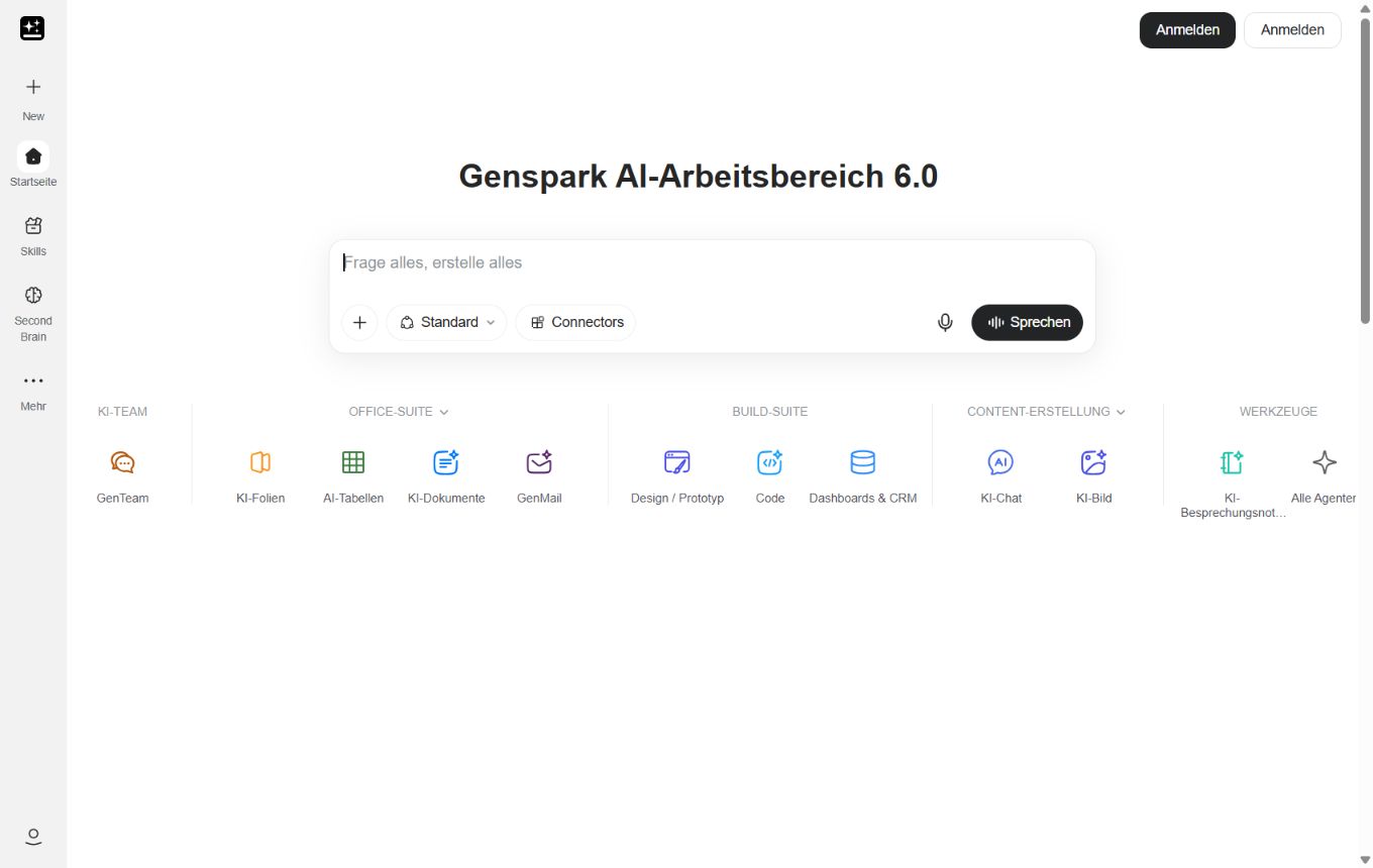 Screenshot von Genspark