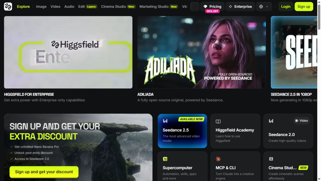 Screenshot von Higgsfield