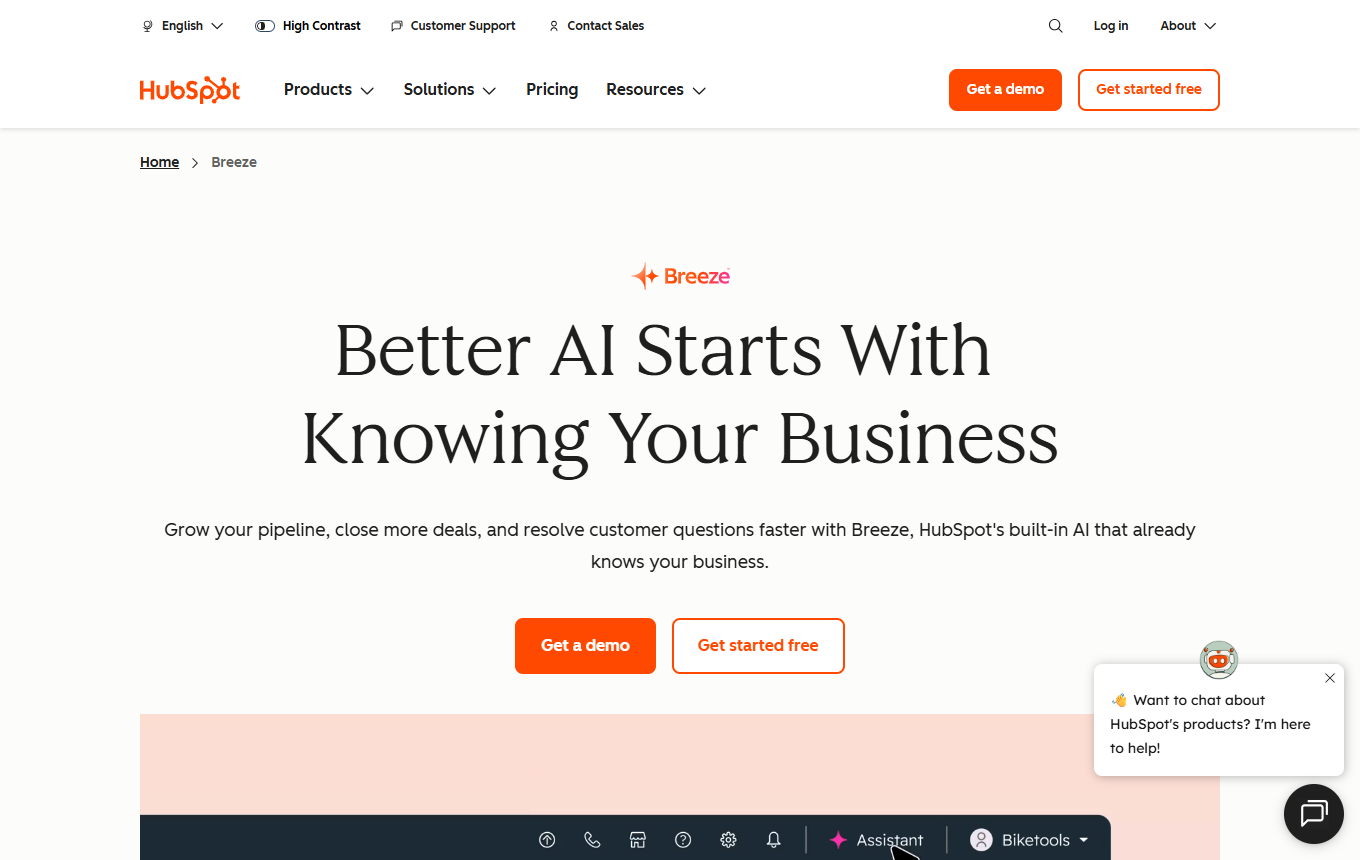 Screenshot von HubSpot Breeze