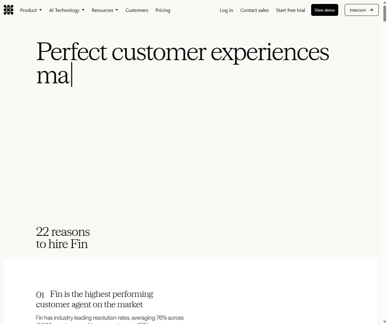 Screenshot von Intercom Fin