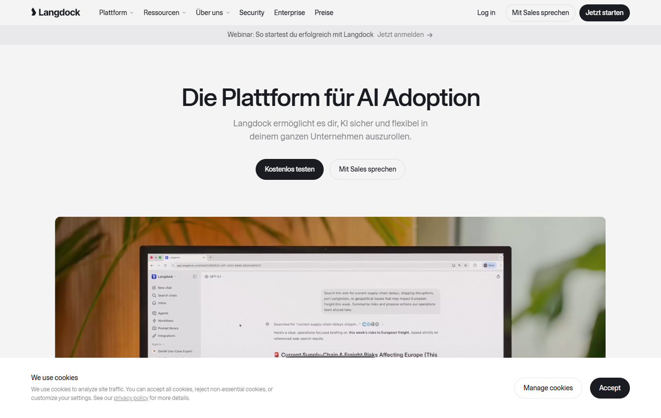 Screenshot von Langdock