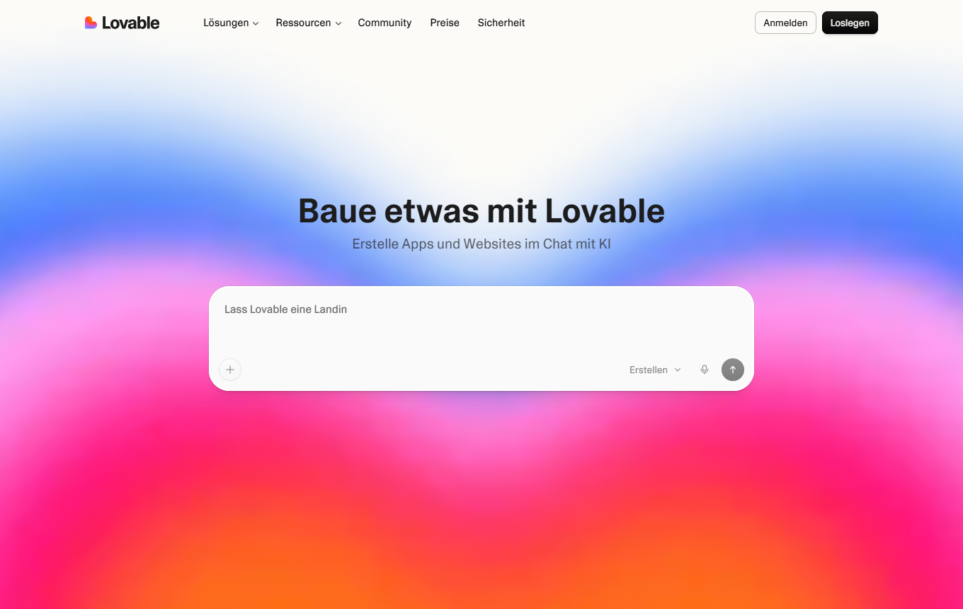Screenshot von Lovable