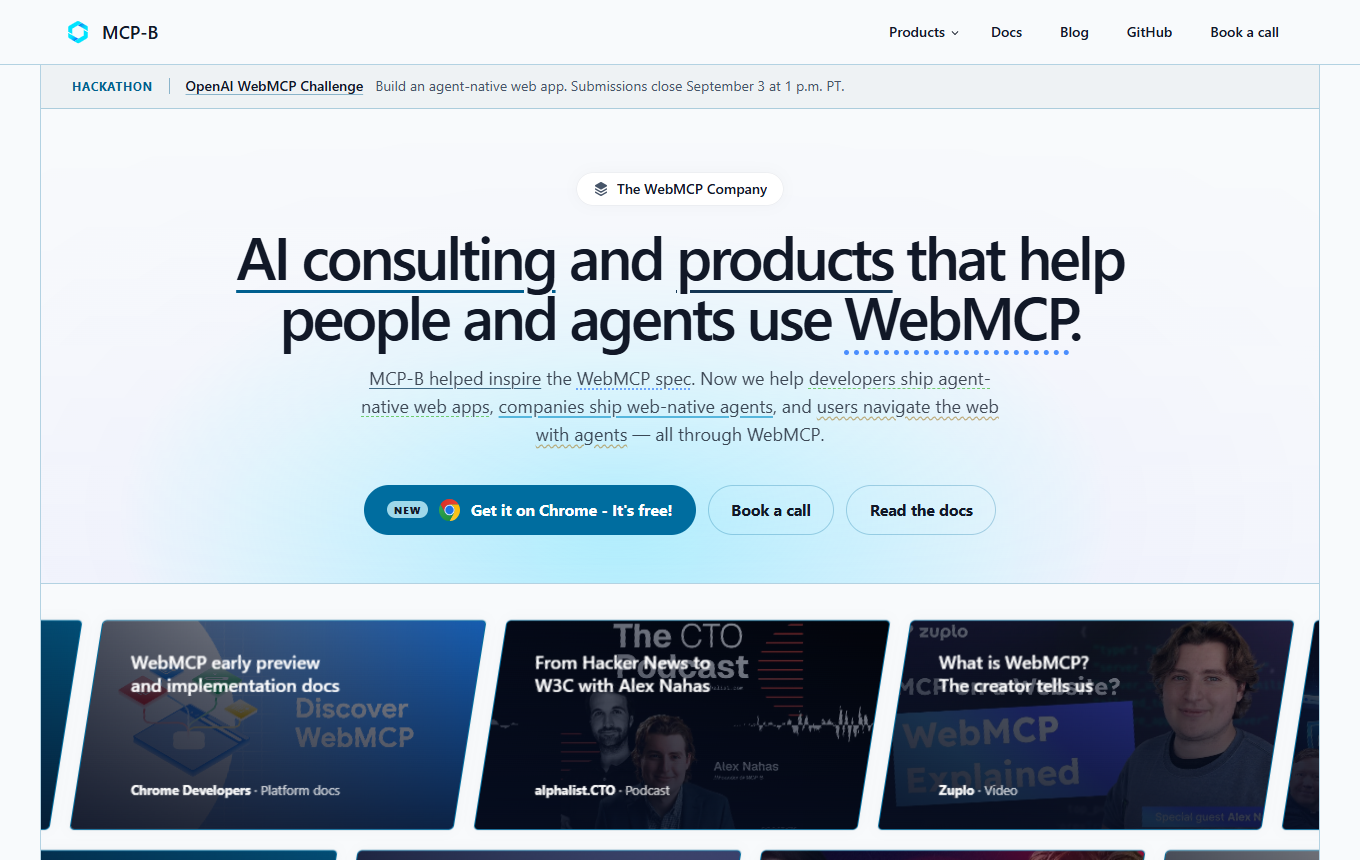 Screenshot der Benutzeroberfläche von MCP-B / WebMCP