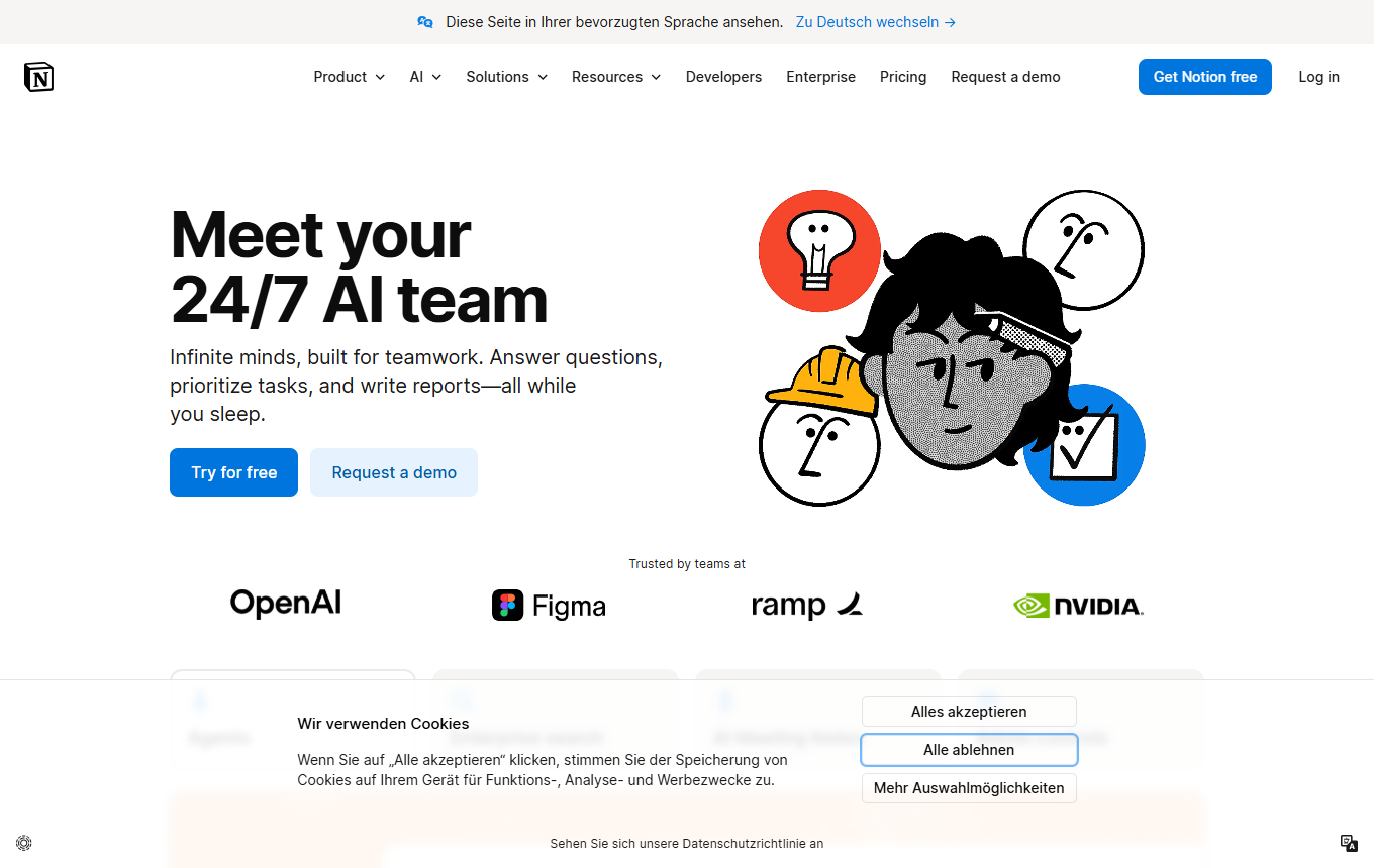 Screenshot von Notion AI