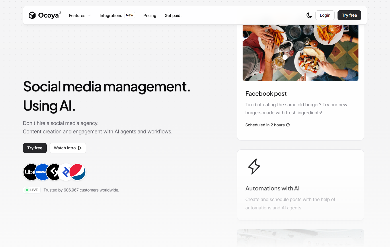 Screenshot von Ocoya