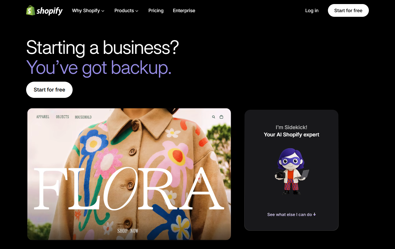 Screenshot der Benutzeroberfläche von Shopify Sidekick