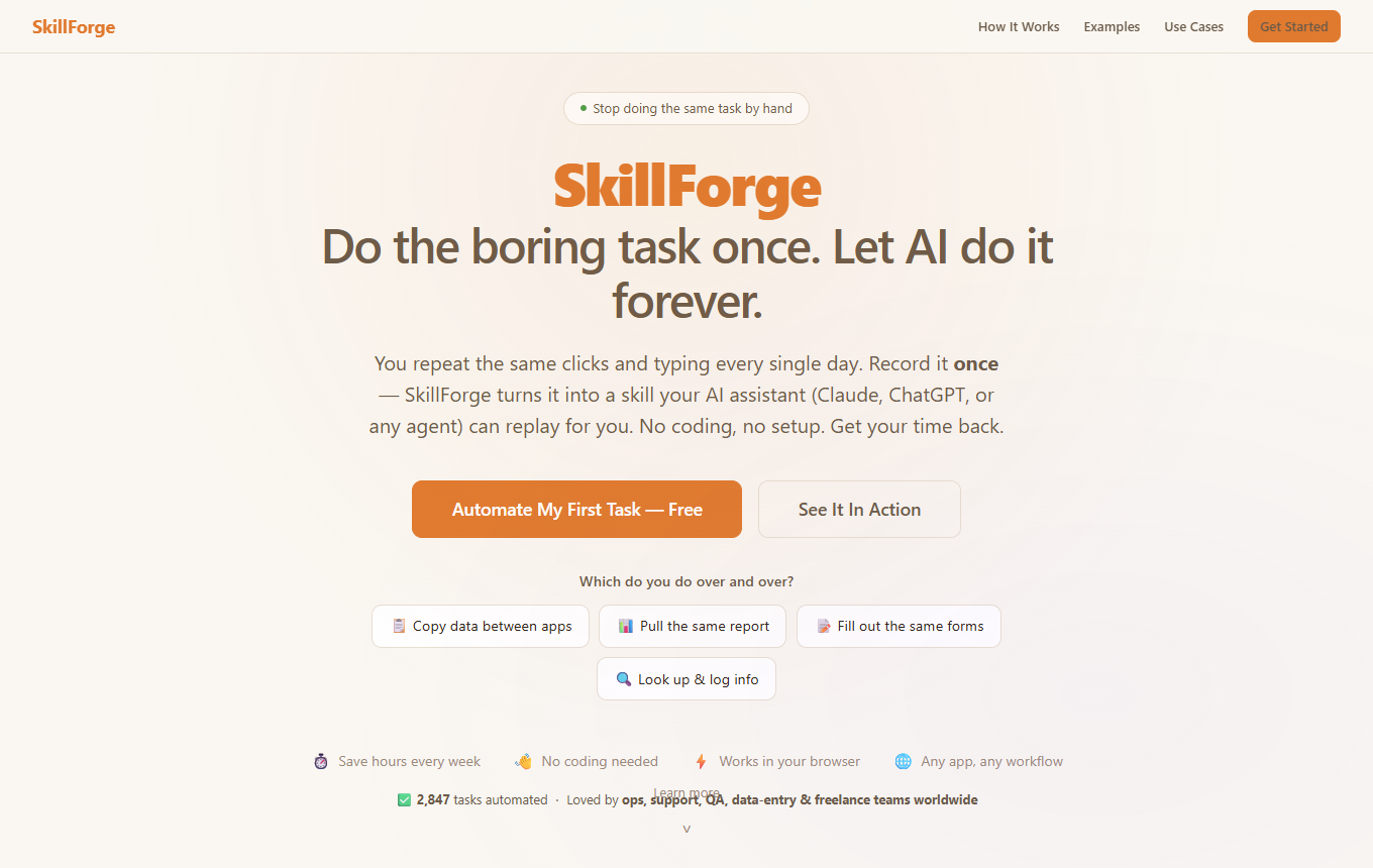 Screenshot von SkillForge